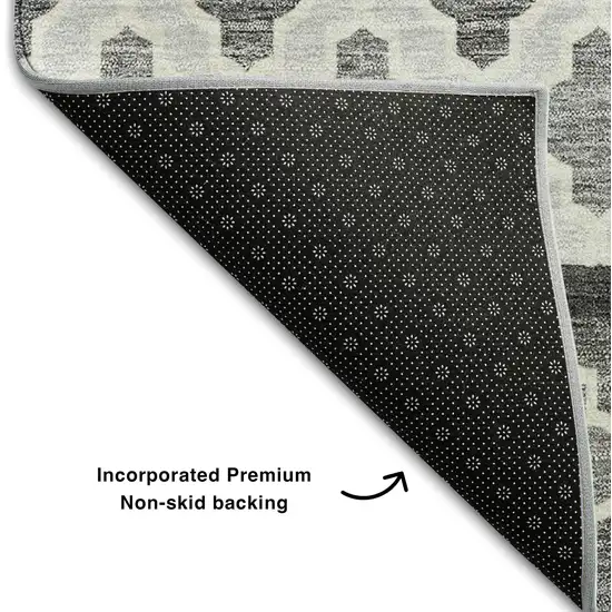 Gray And Ivory Ikat Washable Area Rug With UV Protection Photo 6