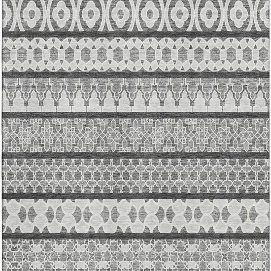 Gray And Ivory Ikat Washable Area Rug With UV Protection Photo 4