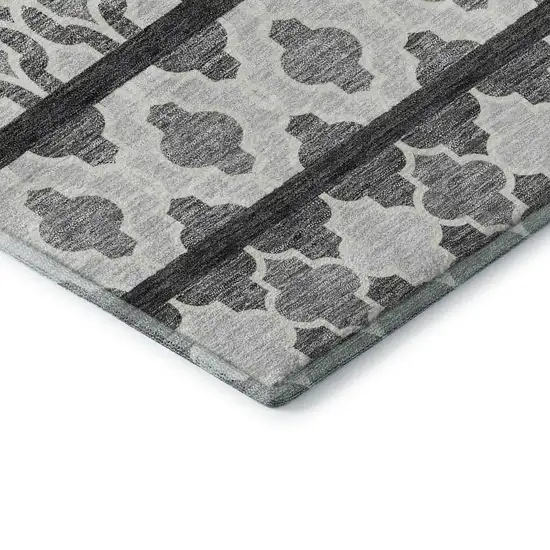 Gray And Ivory Ikat Washable Area Rug With UV Protection Photo 8