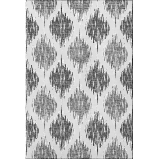 Gray And Ivory Ikat Washable Area Rug With UV Protection Photo 3