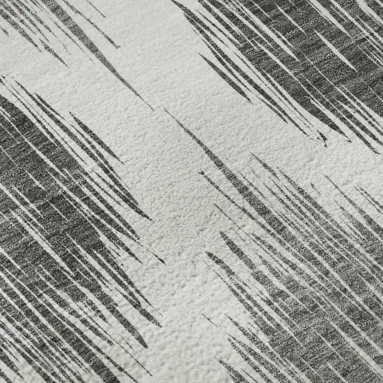 Gray And Ivory Ikat Washable Area Rug With UV Protection Photo 9