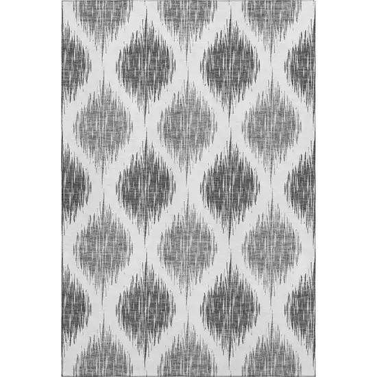 Gray And Ivory Ikat Washable Area Rug With UV Protection Photo 1