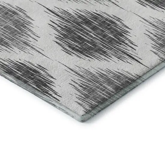 Gray And Ivory Ikat Washable Area Rug With UV Protection Photo 7