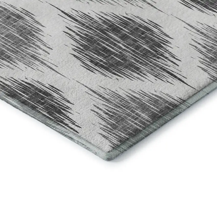 Gray And Ivory Ikat Washable Area Rug With UV Protection Photo 6
