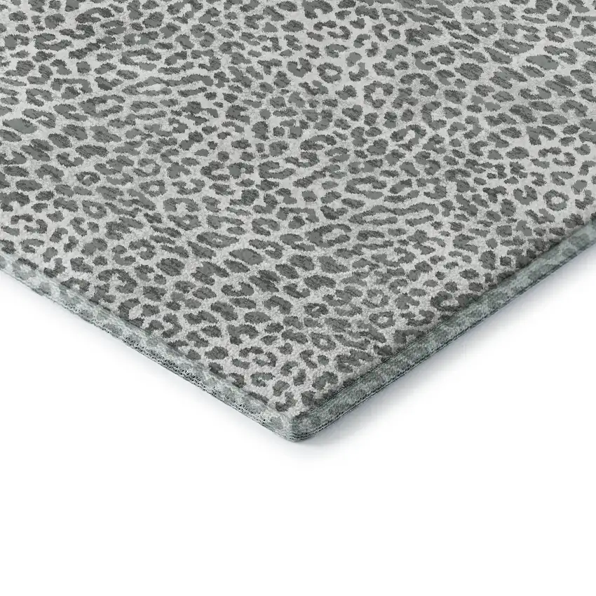 Gray And Ivory Leopard Print Washable Indoor Outdoor Area Rug Photo 4