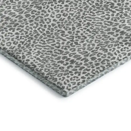 Gray And Ivory Leopard Print Washable Indoor Outdoor Area Rug Photo 5