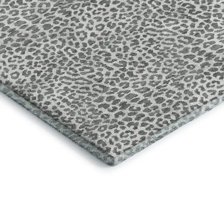 Gray And Ivory Leopard Print Washable Indoor Outdoor Area Rug Photo 5