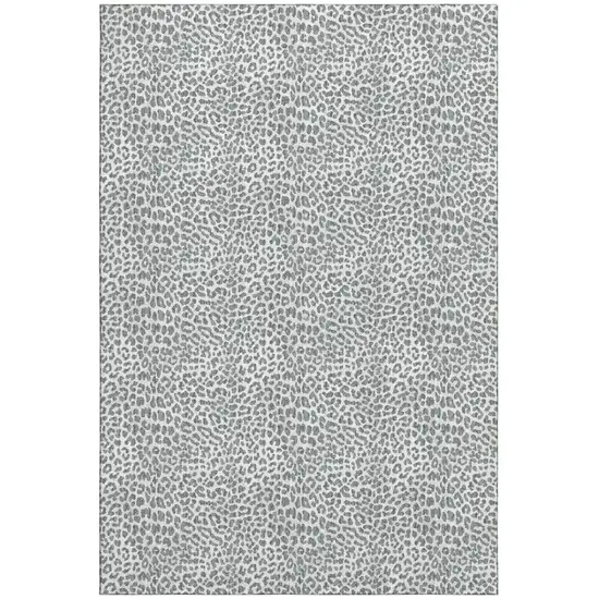 Gray And Ivory Leopard Print Washable Indoor Outdoor Area Rug Photo 2