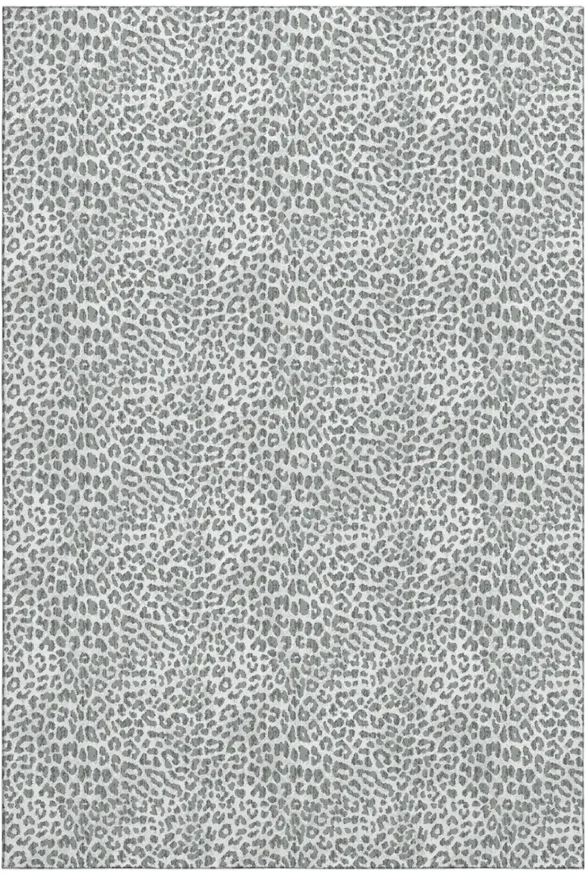 Gray And Ivory Leopard Print Washable Indoor Outdoor Area Rug Photo 2