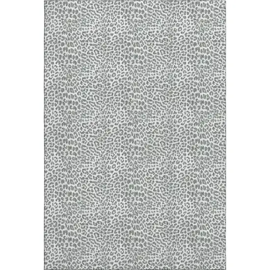 Gray And Ivory Leopard Print Washable Indoor Outdoor Area Rug Photo 8