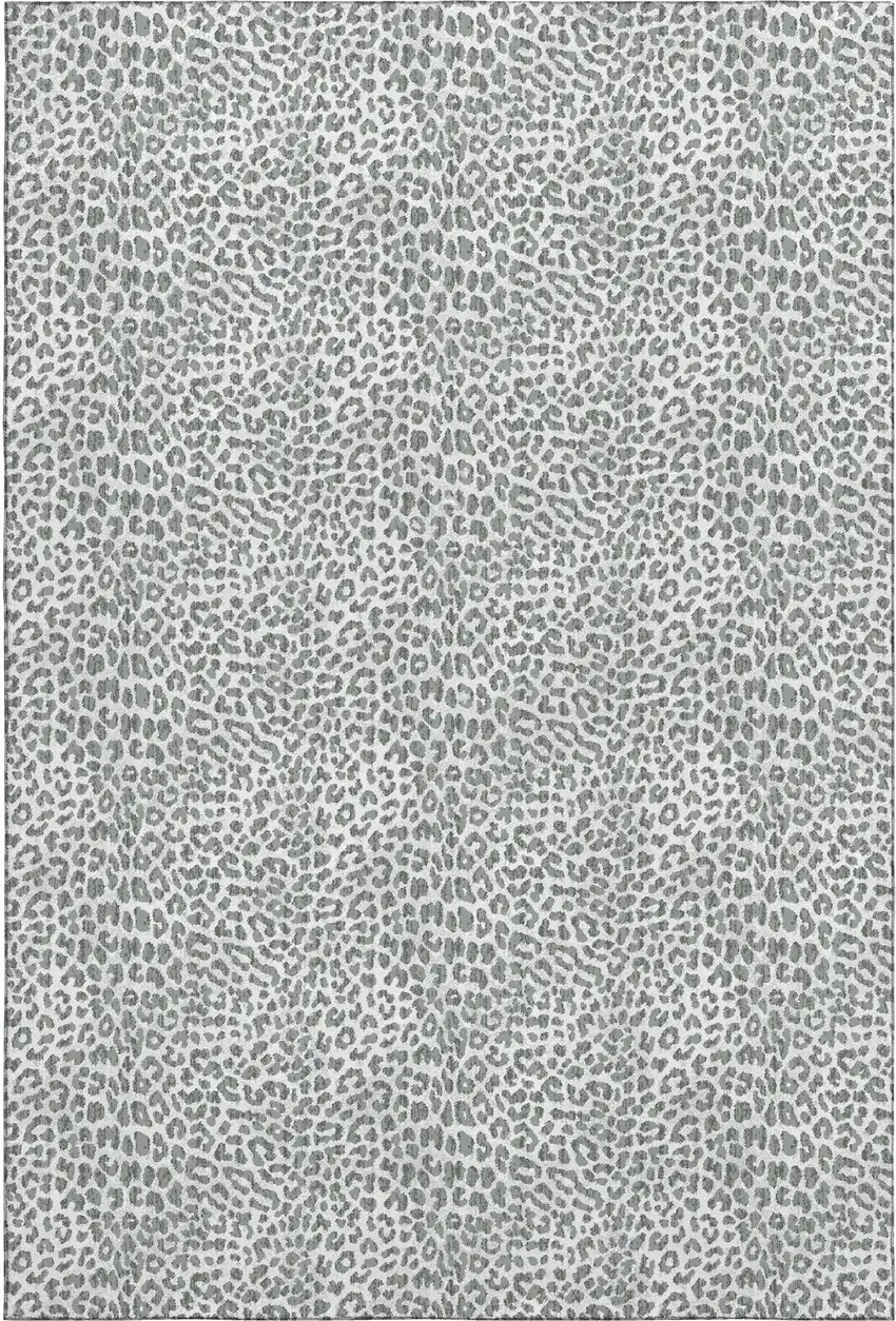 Gray And Ivory Leopard Print Washable Indoor Outdoor Area Rug Photo 8