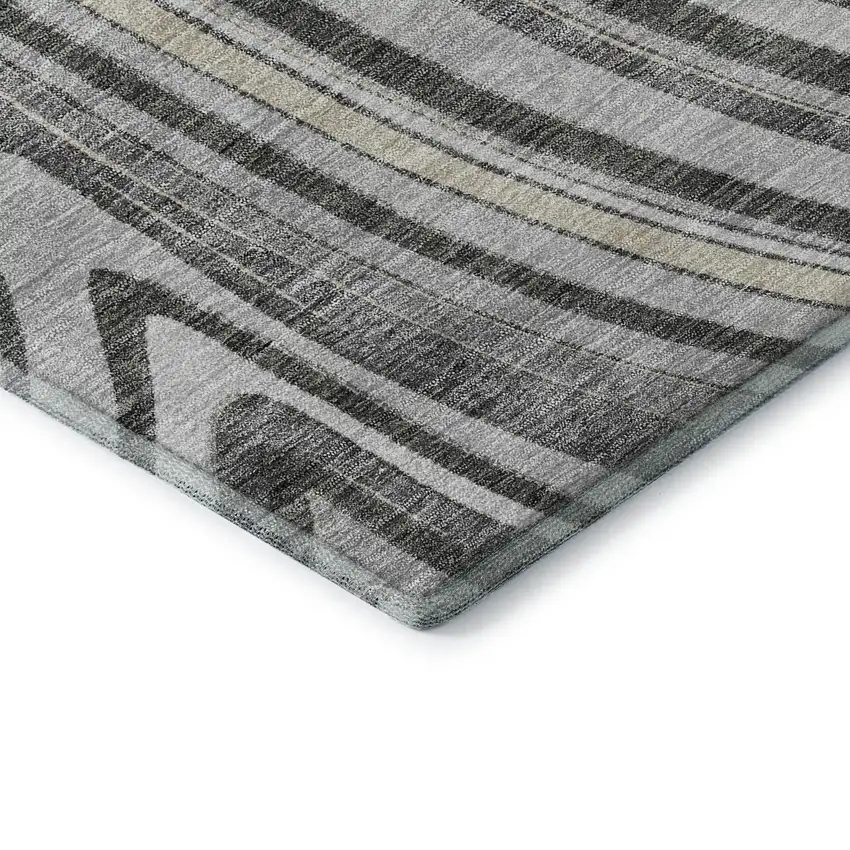Gray And Ivory Marble Washable Area Rug With UV Protection Photo 8