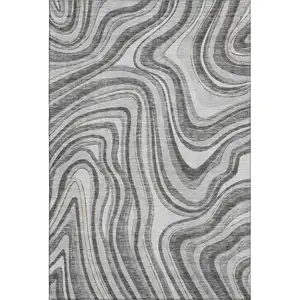 Photo of Gray And Ivory Marble Washable Area Rug With UV Protection