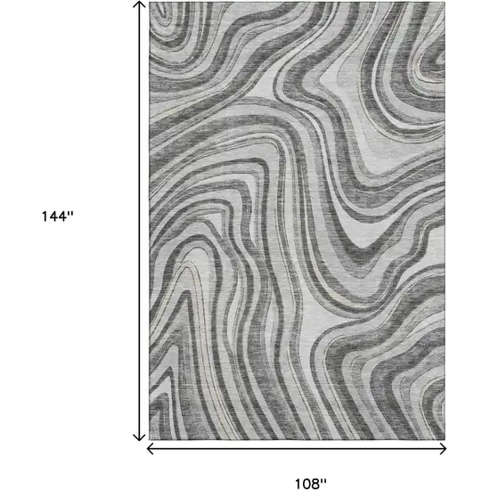 Gray And Ivory Marble Washable Area Rug With UV Protection Photo 3