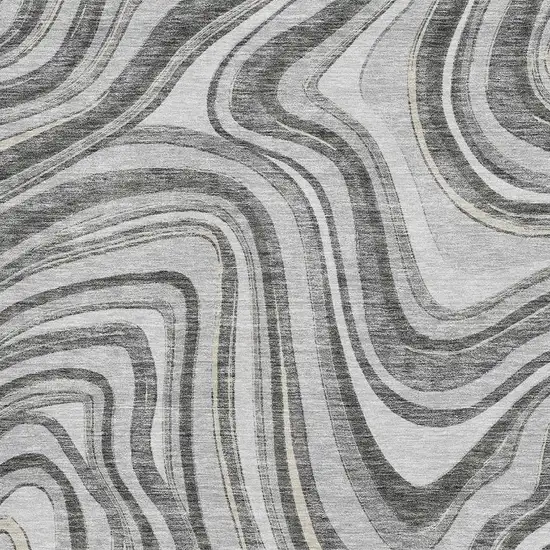 Gray And Ivory Marble Washable Area Rug With UV Protection Photo 3