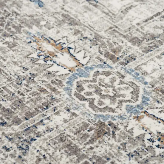 Gray And Ivory Medallion Hand Carved Handmade Area Rug Photo 5