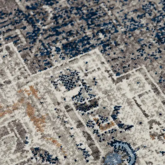 Gray And Ivory Medallion Hand Carved Handmade Area Rug Photo 2