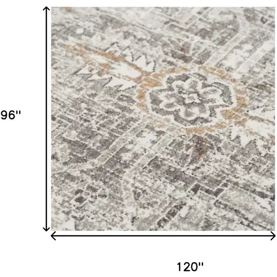 Gray And Ivory Medallion Hand Carved Handmade Area Rug Photo 7
