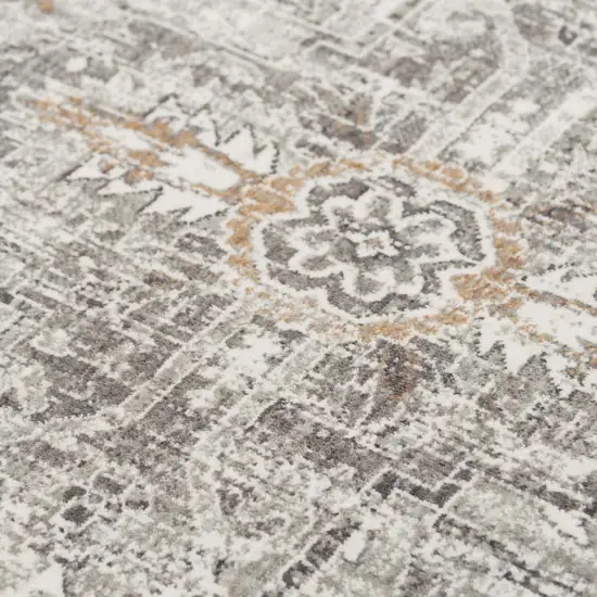 Gray And Ivory Medallion Hand Carved Handmade Area Rug Photo 2