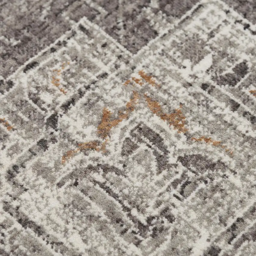 Gray And Ivory Medallion Hand Carved Handmade Area Rug Photo 5