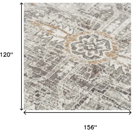 Gray And Ivory Medallion Hand Carved Handmade Area Rug Photo 7