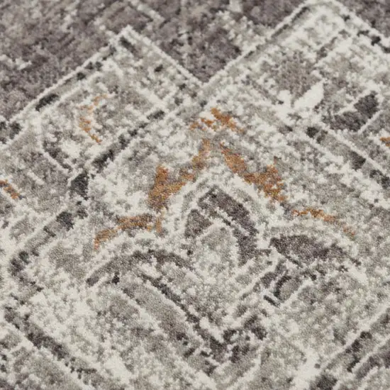 Gray And Ivory Medallion Hand Carved Handmade Area Rug Photo 5