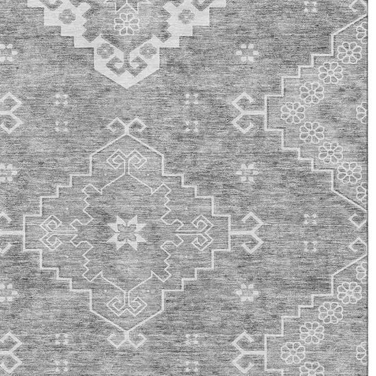 Gray And Ivory Medallion Washable Area Rug With UV Protection Photo 3