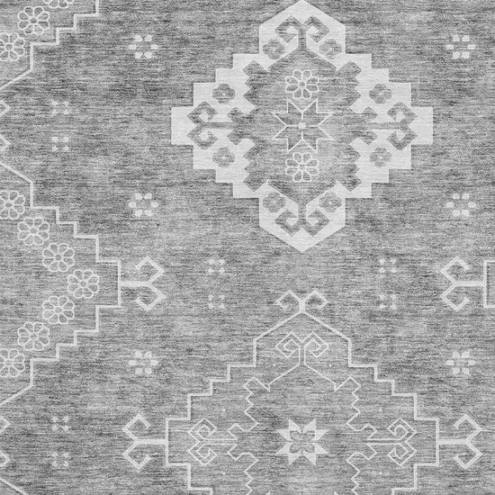 Gray And Ivory Medallion Washable Area Rug With UV Protection Photo 3