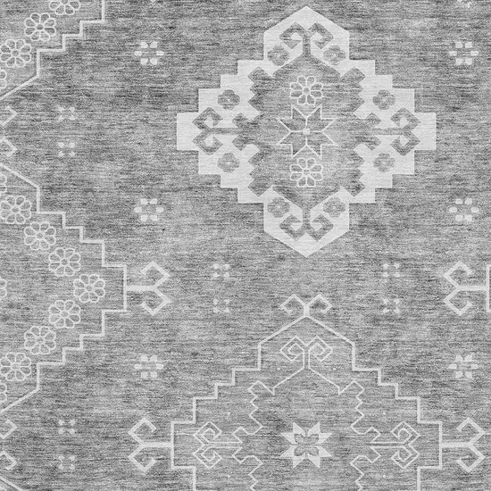 Gray And Ivory Medallion Washable Area Rug With UV Protection Photo 3
