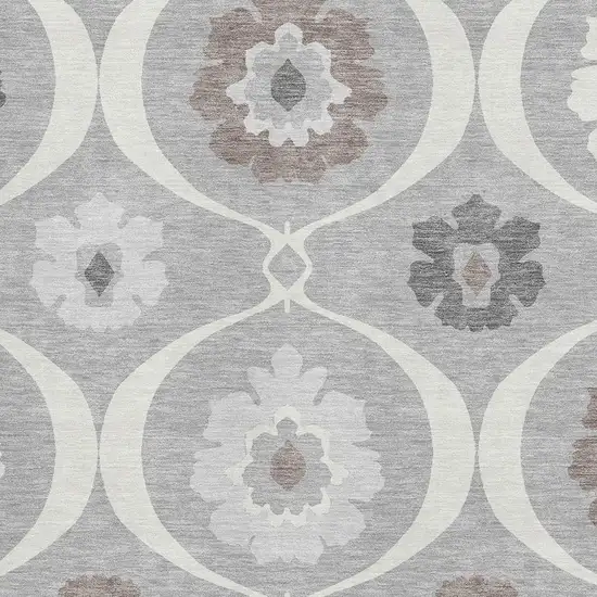 Gray And Ivory Medallion Washable Area Rug With UV Protection Photo 3
