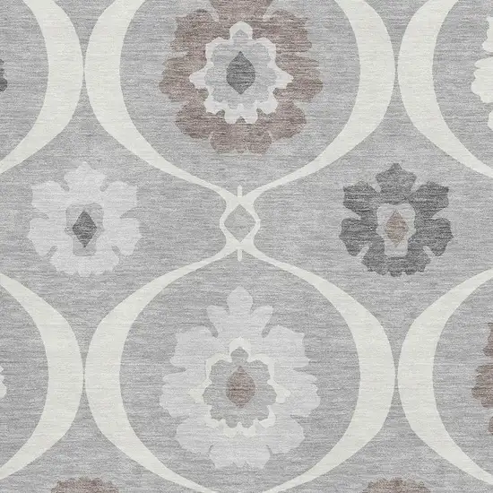 Gray And Ivory Medallion Washable Area Rug With UV Protection Photo 3