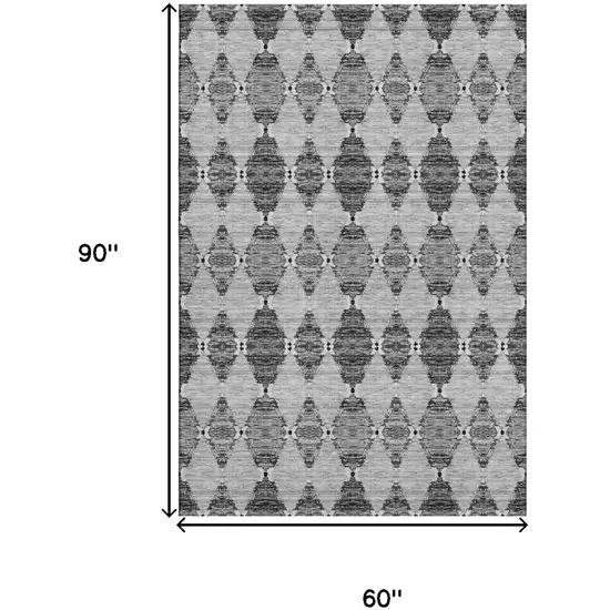 Gray And Ivory Moroccan Washable Area Rug With UV Protection Photo 3