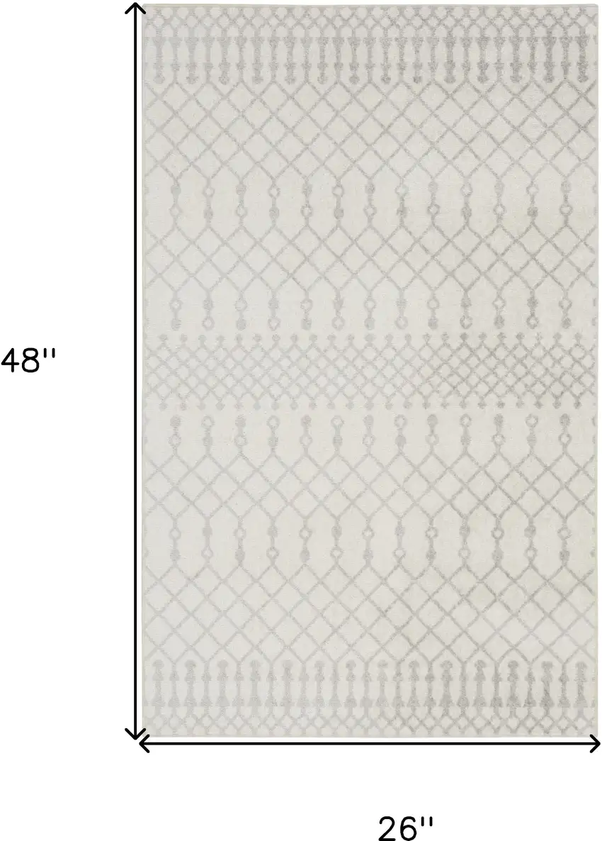 Gray And Ivory Moroccan Washable Area Rug Photo 3