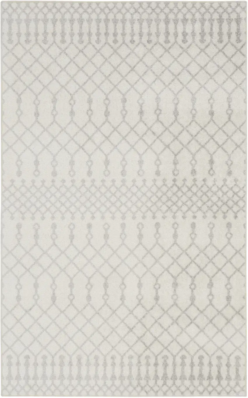 Gray And Ivory Moroccan Washable Area Rug Photo 6