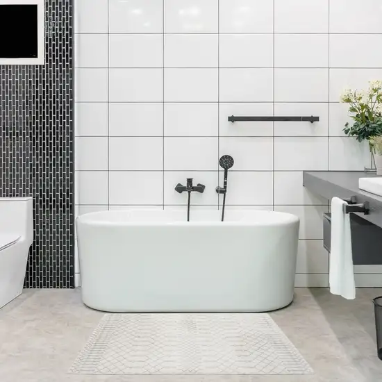 Gray And Ivory Moroccan Washable Area Rug Photo 5