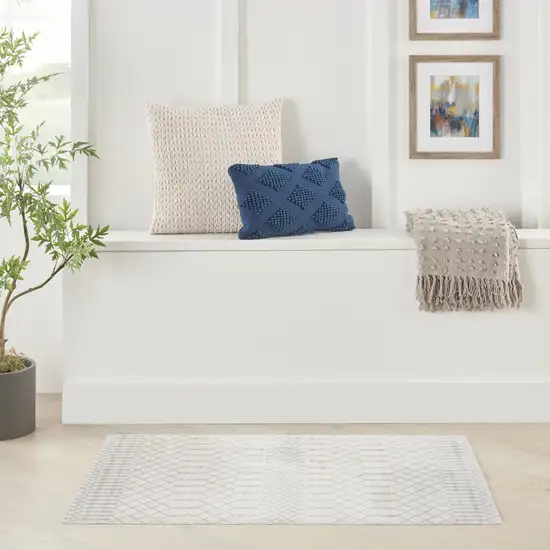 Gray And Ivory Moroccan Washable Area Rug Photo 4