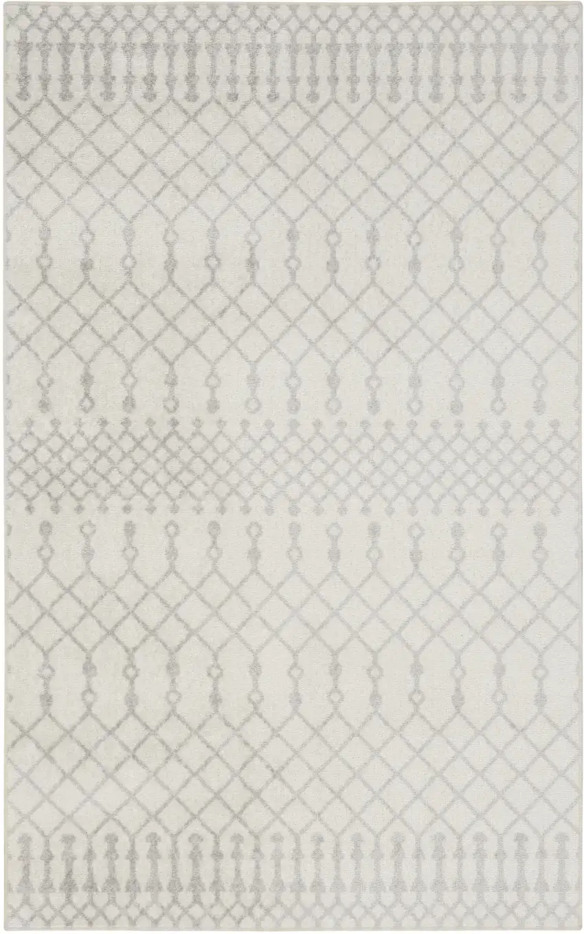 Gray And Ivory Moroccan Washable Area Rug Photo 2
