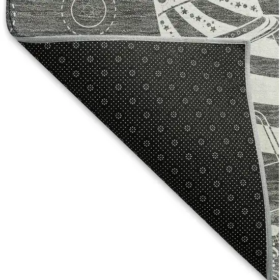 Gray And Ivory Nautical Washable Area Rug With UV Protection Photo 7