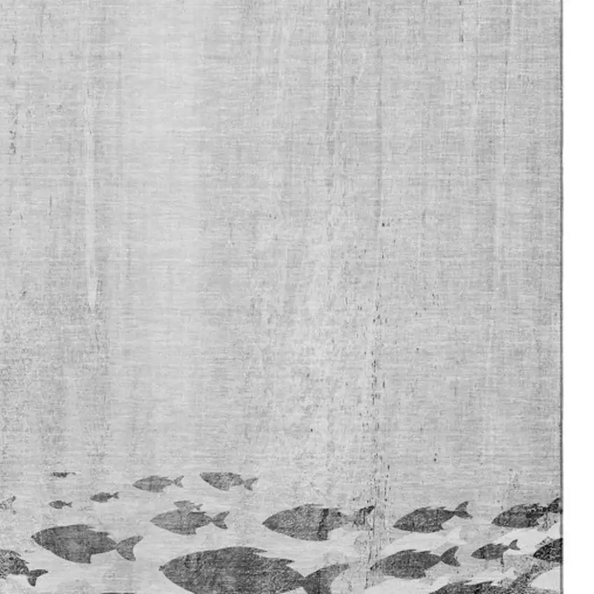 Gray And Ivory Nautical Washable Area Rug With UV Protection Photo 4