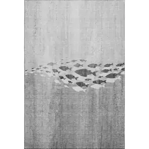 Photo of Gray And Ivory Nautical Washable Area Rug With UV Protection