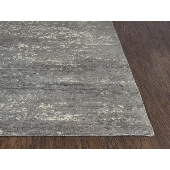 Gray And Ivory New Zealand Lambs Wool Abstract Hand Carved Handmade Area Rug Photo 3