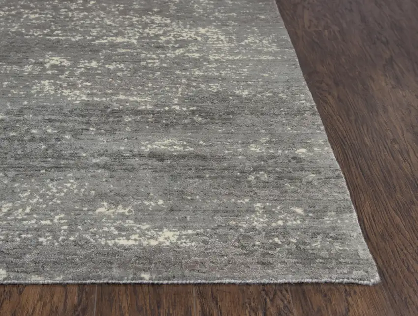 Gray And Ivory New Zealand Lambs Wool Abstract Hand Carved Handmade Area Rug Photo 3
