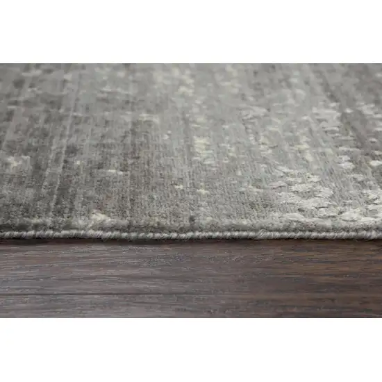 Gray And Ivory New Zealand Lambs Wool Abstract Hand Carved Handmade Area Rug Photo 6