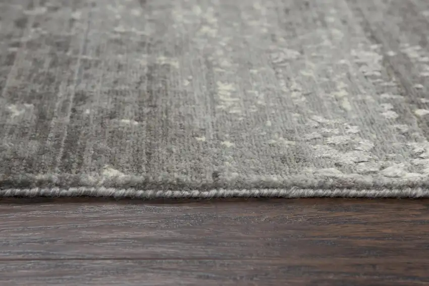Gray And Ivory New Zealand Lambs Wool Abstract Hand Carved Handmade Area Rug Photo 6