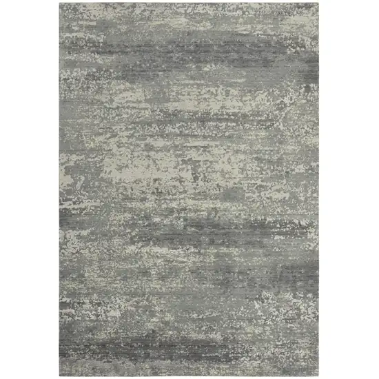 Gray And Ivory New Zealand Lambs Wool Abstract Hand Carved Handmade Area Rug Photo 2