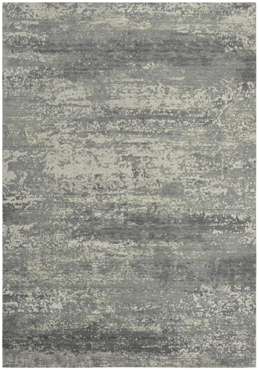 Gray And Ivory New Zealand Lambs Wool Abstract Hand Carved Handmade Area Rug Photo 2