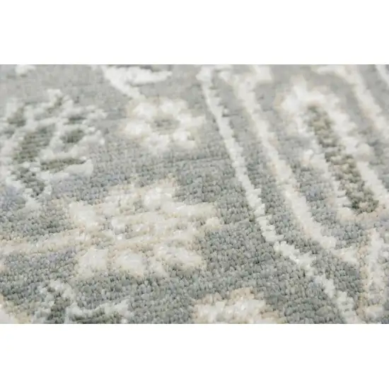 Gray And Ivory New Zealand Lambs Wool Oriental Hand Carved Handmade Area Rug Photo 4