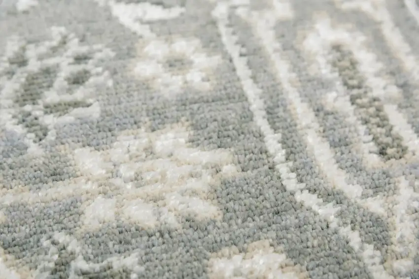 Gray And Ivory New Zealand Lambs Wool Oriental Hand Carved Handmade Area Rug Photo 4
