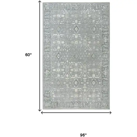 Gray And Ivory New Zealand Lambs Wool Oriental Hand Carved Handmade Area Rug Photo 7