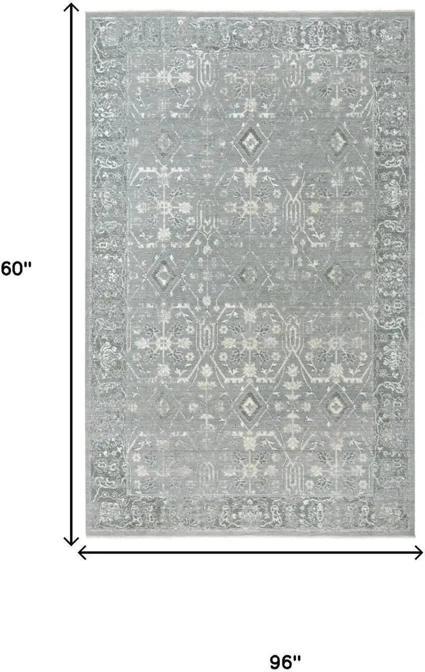 Gray And Ivory New Zealand Lambs Wool Oriental Hand Carved Handmade Area Rug Photo 7